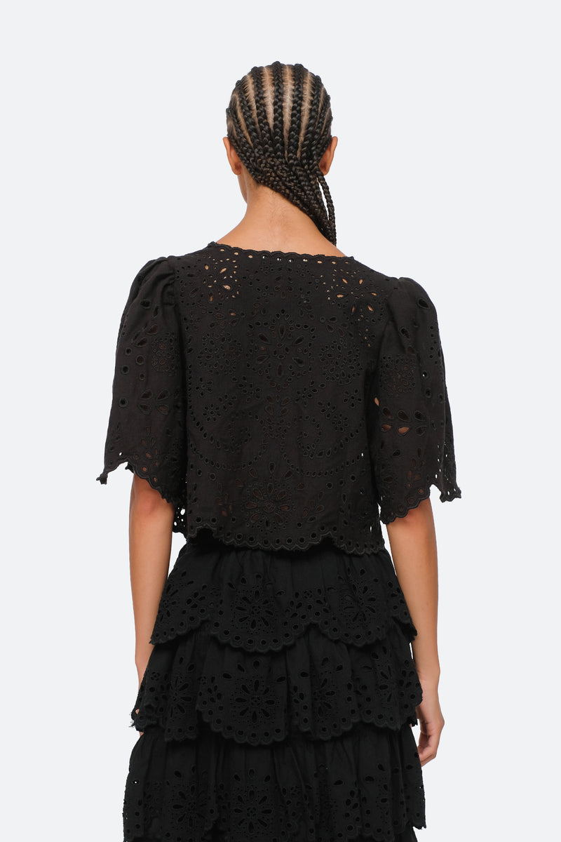 Tali Lace S/slv Top Black