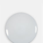 Costa Nova pearl white china dinner plate with pearl edging.