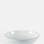 Costa Nova pearl white pasta plate with curved edges and pearl edging.